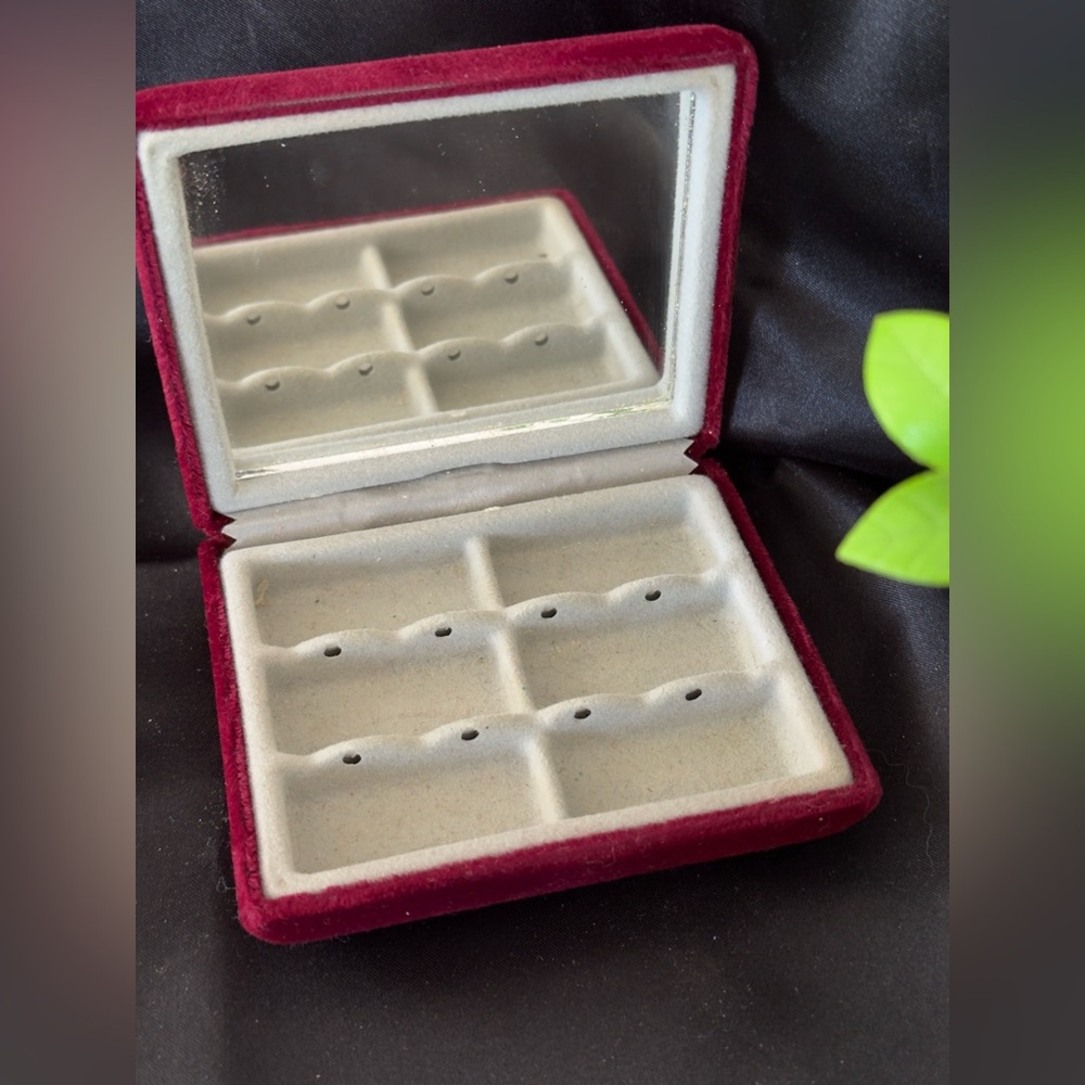 Red Velvet Vintage Jewelry Box with Mirror